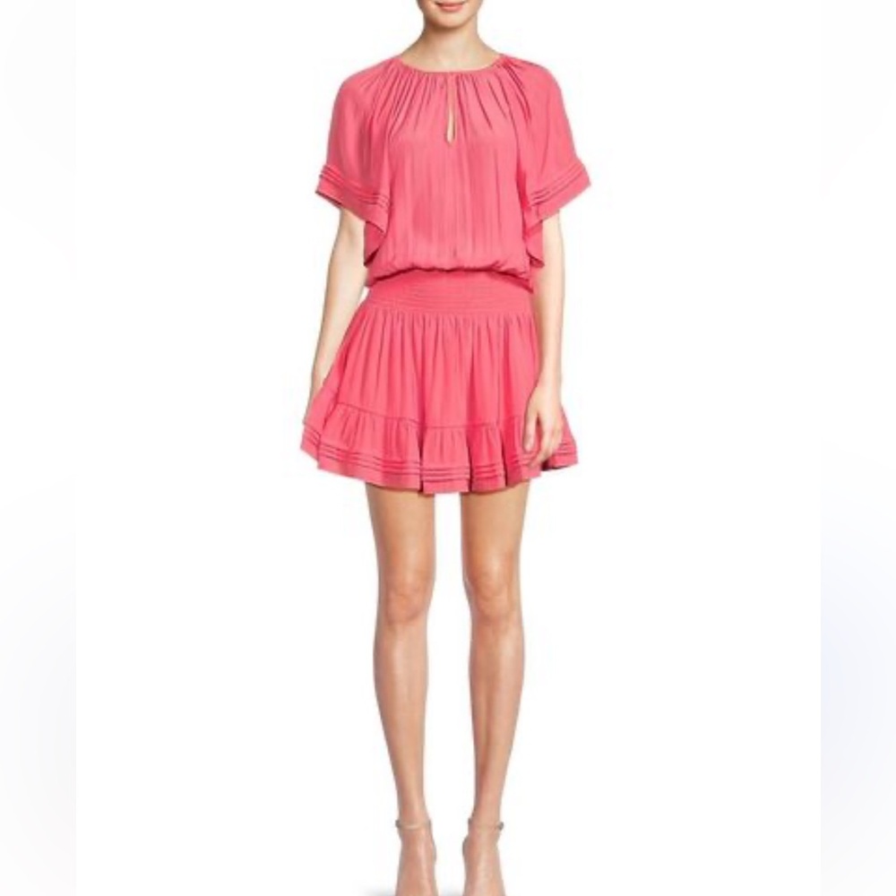 NWT Ramy Brook Jane Short-Sleeve Smocked Minidress Sz S #M1